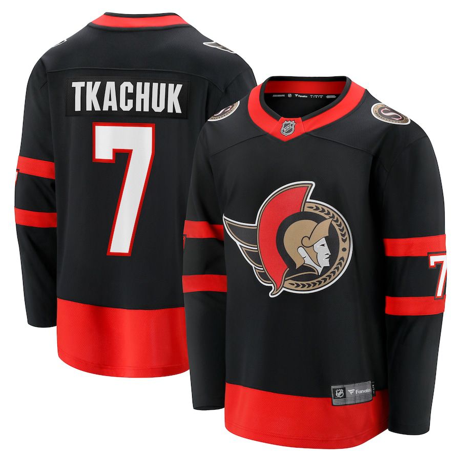 Men Ottawa Senators #7 Brady Tkachuk Fanatics Branded Black Home Breakaway NHL Jersey